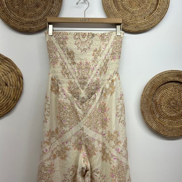 NEW AE American Eagle Boho Smocked Drop Waisted Bella Strapless Jumpsuit Medium - Picture 4 of 6